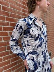 Blue & White Groovy Heart Print Shirt