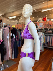 1970’s Plush Purple Velvet & Gold Bikini