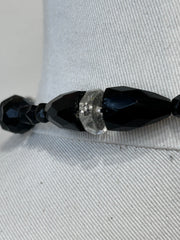 Black Faceted Bead Art Deco Necklace