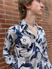 Blue & White Groovy Heart Print Shirt