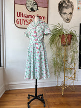 Pale Mint 1940’s Dress w/Pink Floral Print