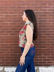 40’s Printed Silk Blouse