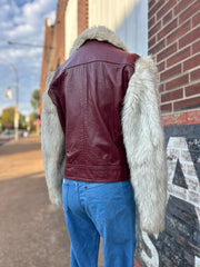 Funky 70’s Leather & Faux Fur Jacket