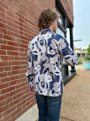Blue & White Groovy Heart Print Shirt