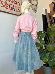 Baby Blue Sheer Skirt w/Pink Roses