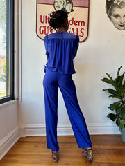 1980’s Vintage Royal Blue & Gold 2 Piece Loungewear Set