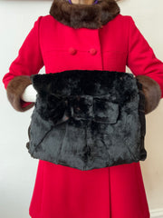 1940’s Black Fur Muff w/Large Bow Accent
