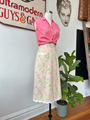 1960’s/70’s Pink & Green Print Lilly Pulitzer Print Skirt