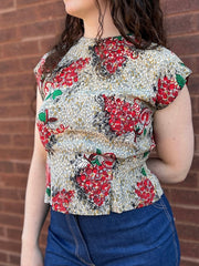 40’s Printed Silk Blouse