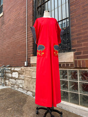 Red Dress w/Mushrooms, Polka Dots, & Snails