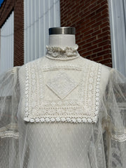 Romantic Sheer Mesh & Lace Blouse