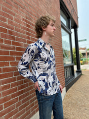 Blue & White Groovy Heart Print Shirt