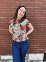 40’s Printed Silk Blouse