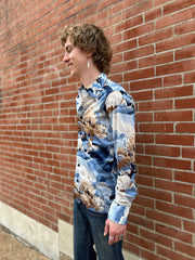 Blue & Brown Tree Print Shirt