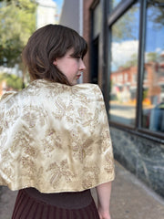 Vintage Cream Cape w/Gold & Dark Rose Design