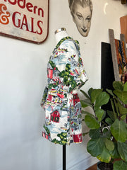 Vintage Barkcloth Print Robe