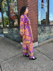 60’s Purple Print Quilted Lounge Set