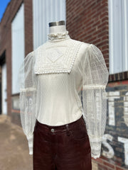 Romantic Sheer Mesh & Lace Blouse