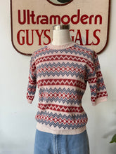 1940’s brick red & blue pullover