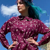 1930’S Plum Printed Smock Dress