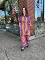 60’s Purple Print Quilted Lounge Set