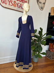 1970’s Navy Knit Maxi Dress