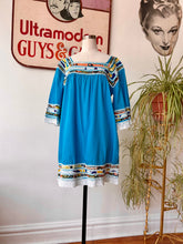 Blue Mini Dress w/Colorful Trim