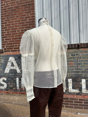Romantic Sheer Mesh & Lace Blouse