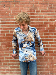 Blue & Brown Tree Print Shirt