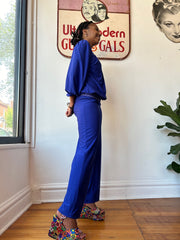 1980’s Vintage Royal Blue & Gold 2 Piece Loungewear Set