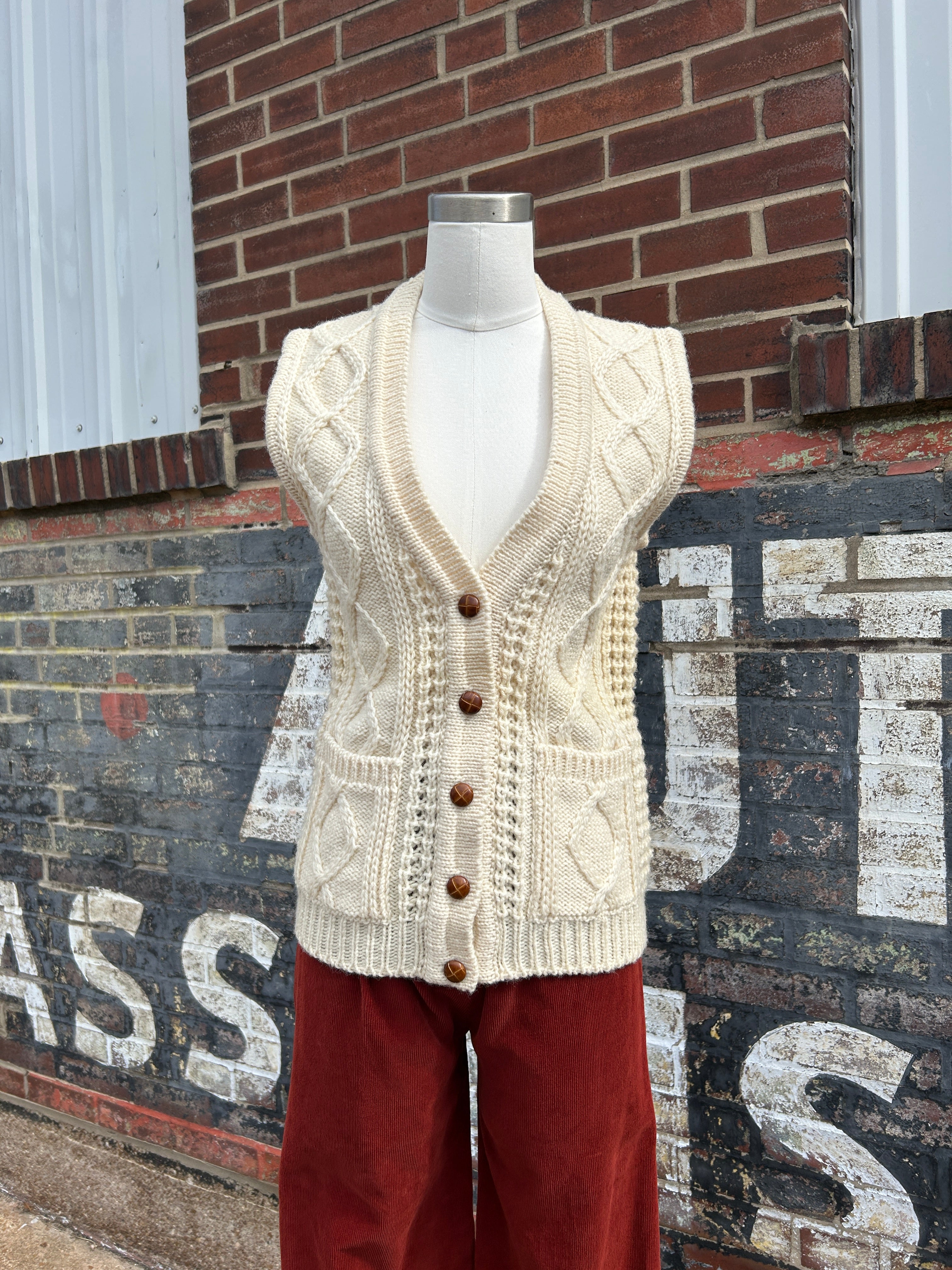 Quality Cable Knit Wool Vest