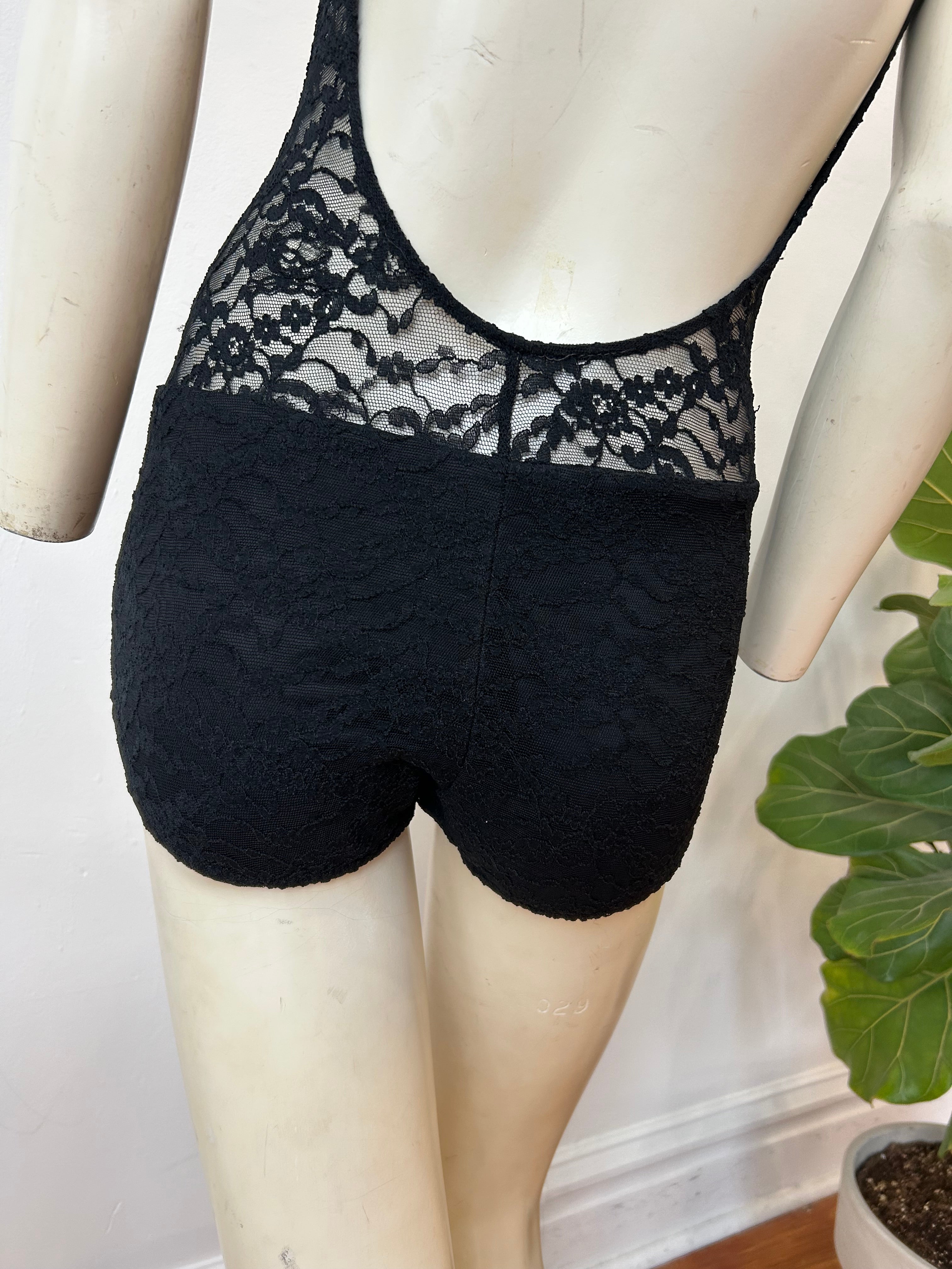 Bombshell Black Lace Rose Marie Reid Swimsuit