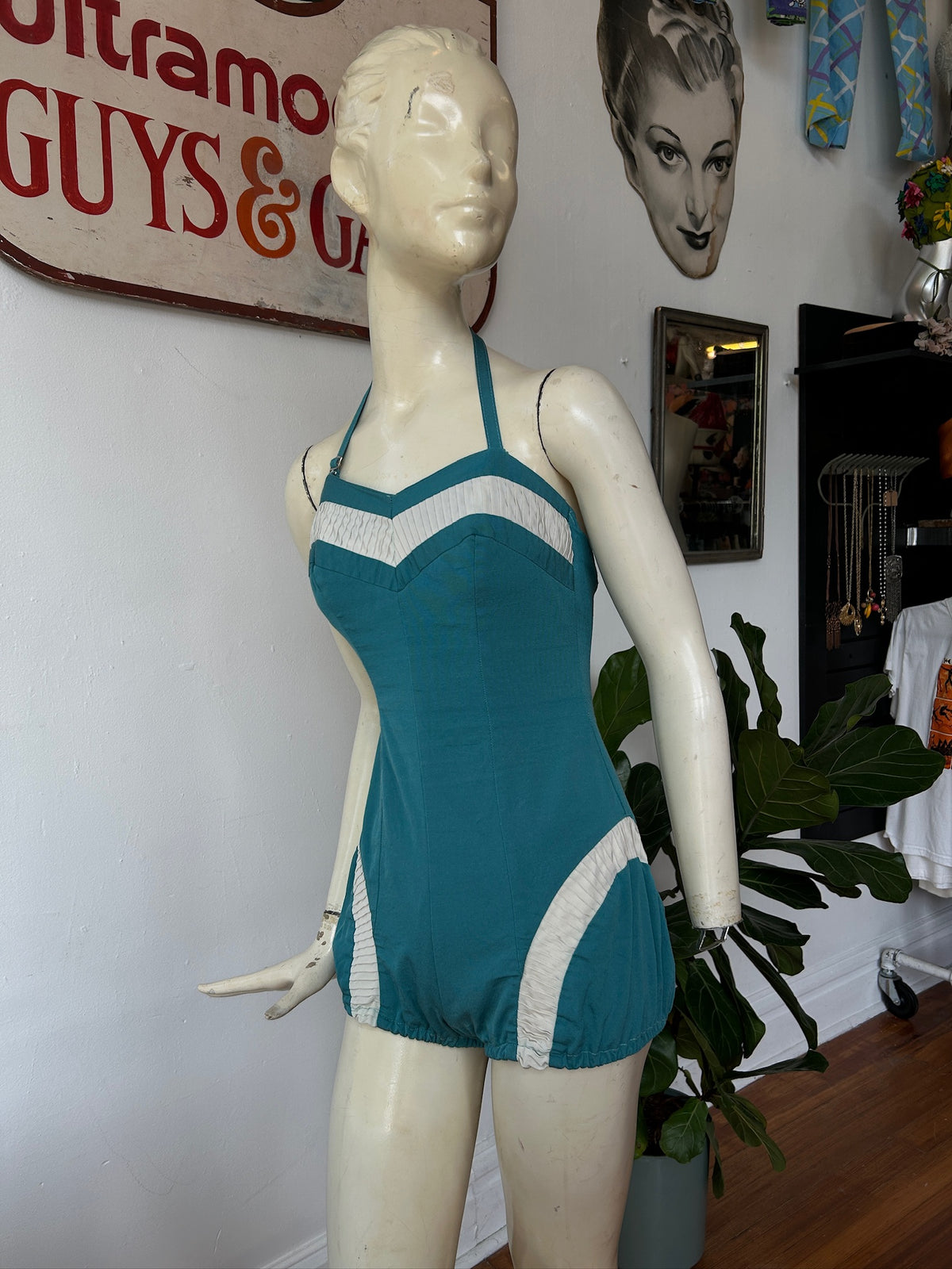 Turquoises & White Swimsuit