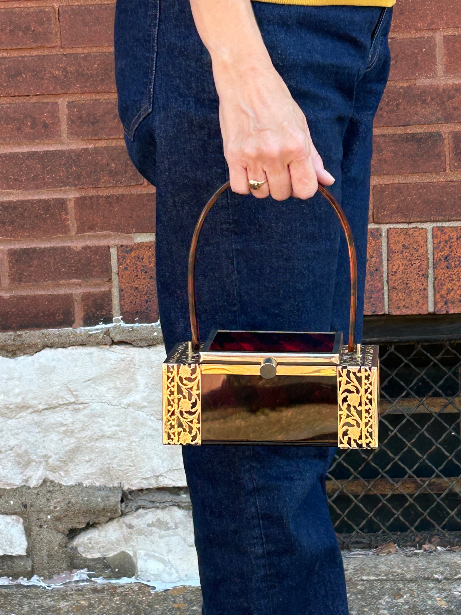 Tortoise Striped Lucite Bag