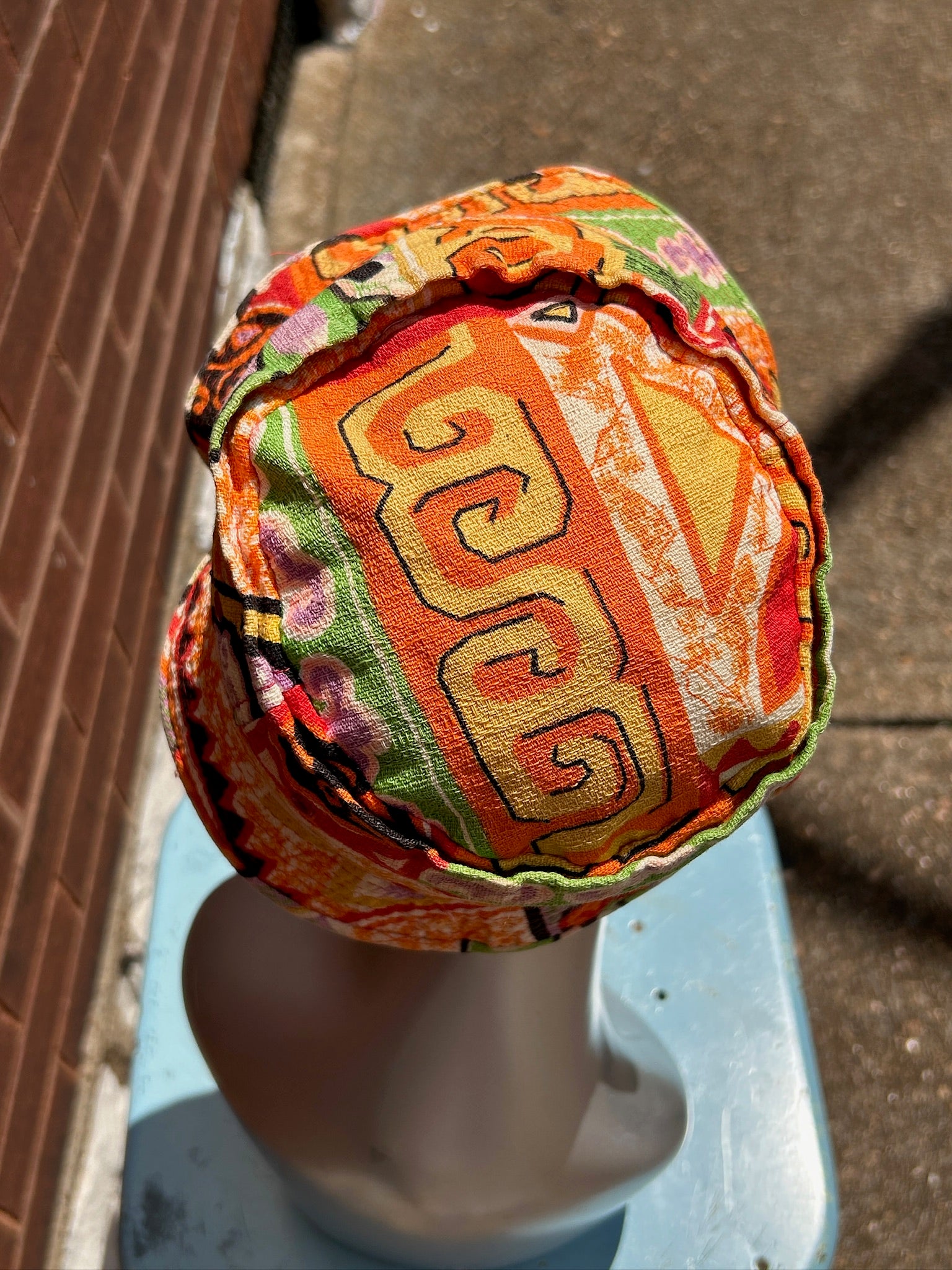 1960’s Barkcloth Print Bucket Hat