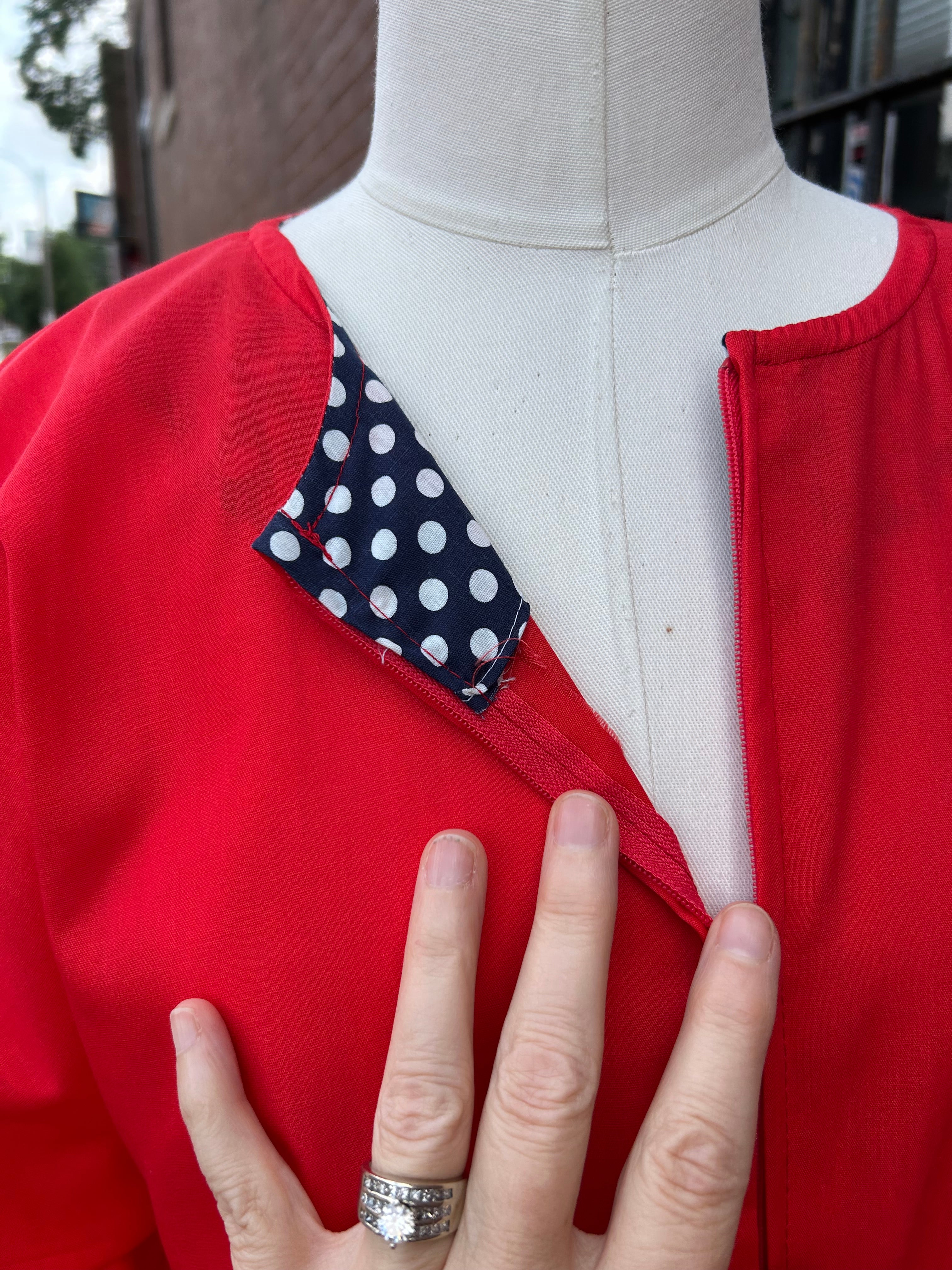 Red Dress w/Mushrooms, Polka Dots, & Snails