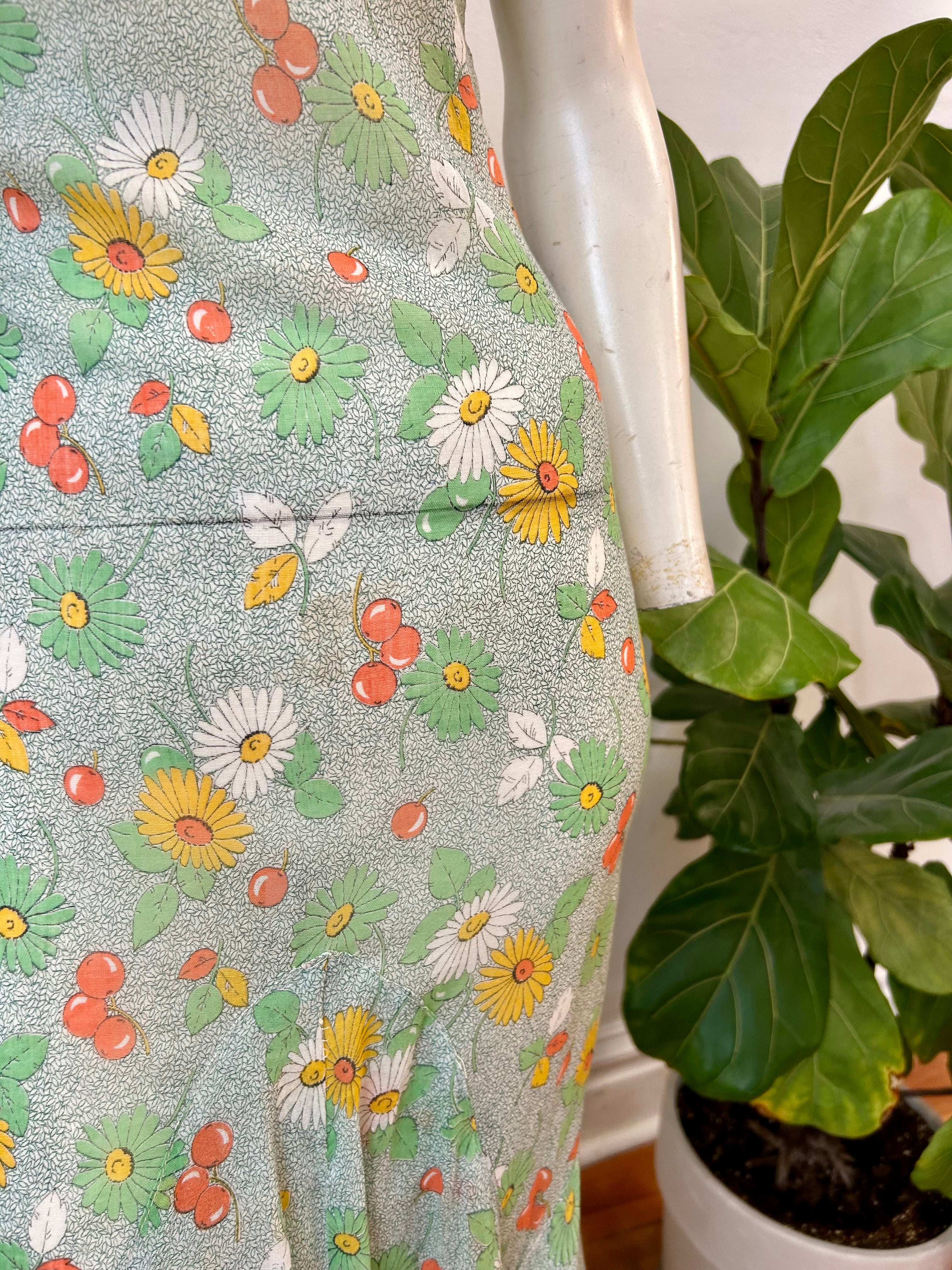 1930’s Sheer Floral Print Bias Cut Dress