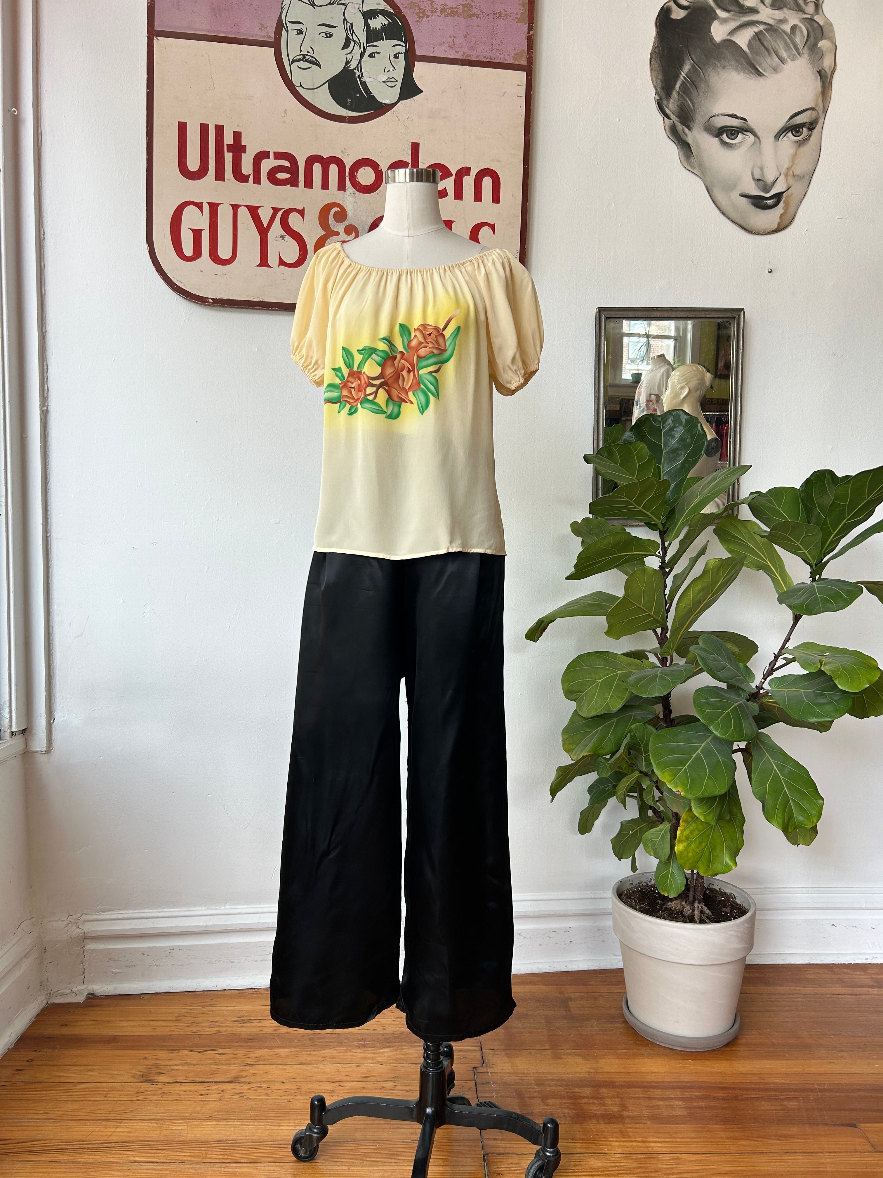 1940’s Rayon Handpainted Blouse