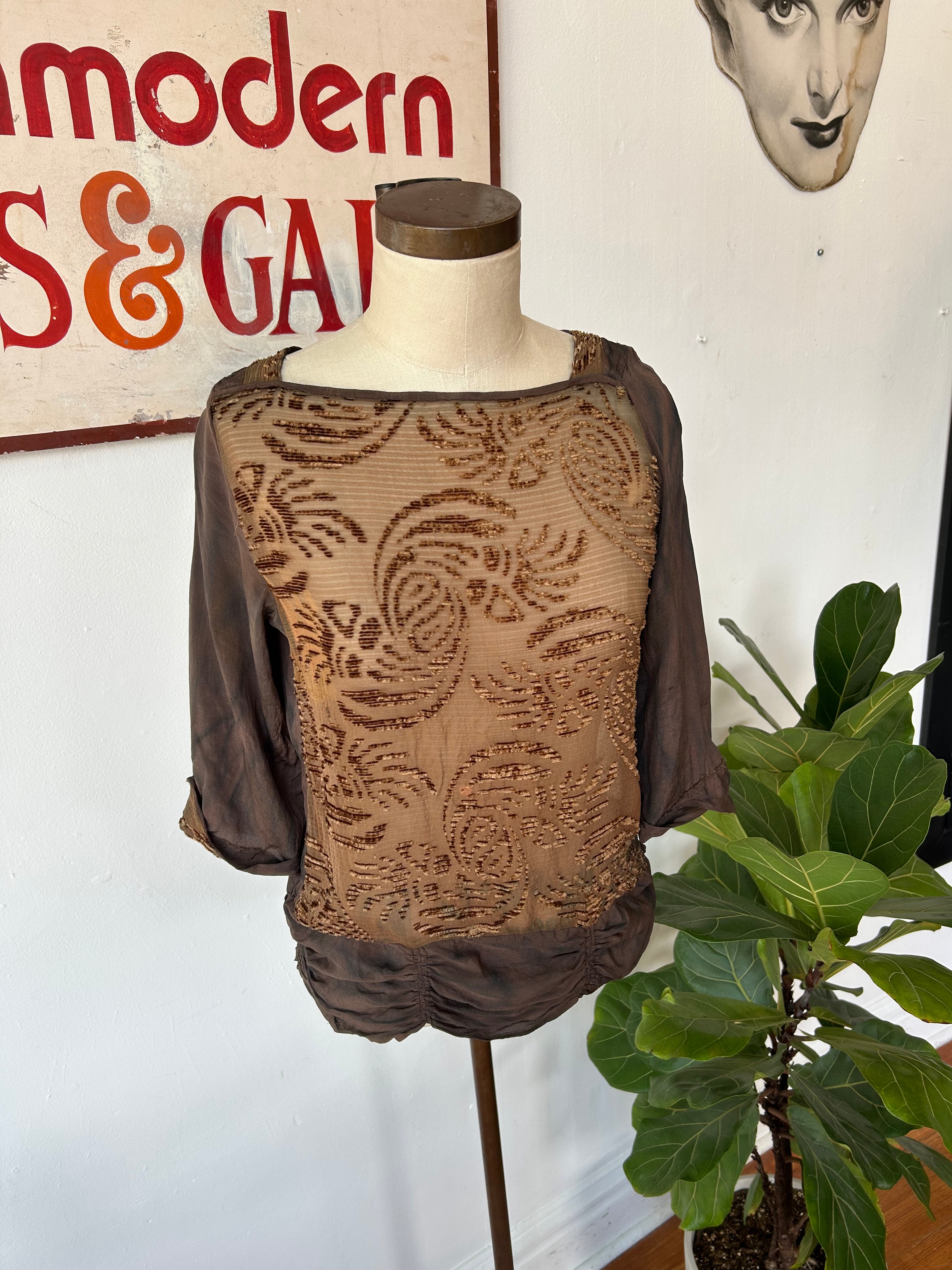 1920’s Brown Flocked Blouse