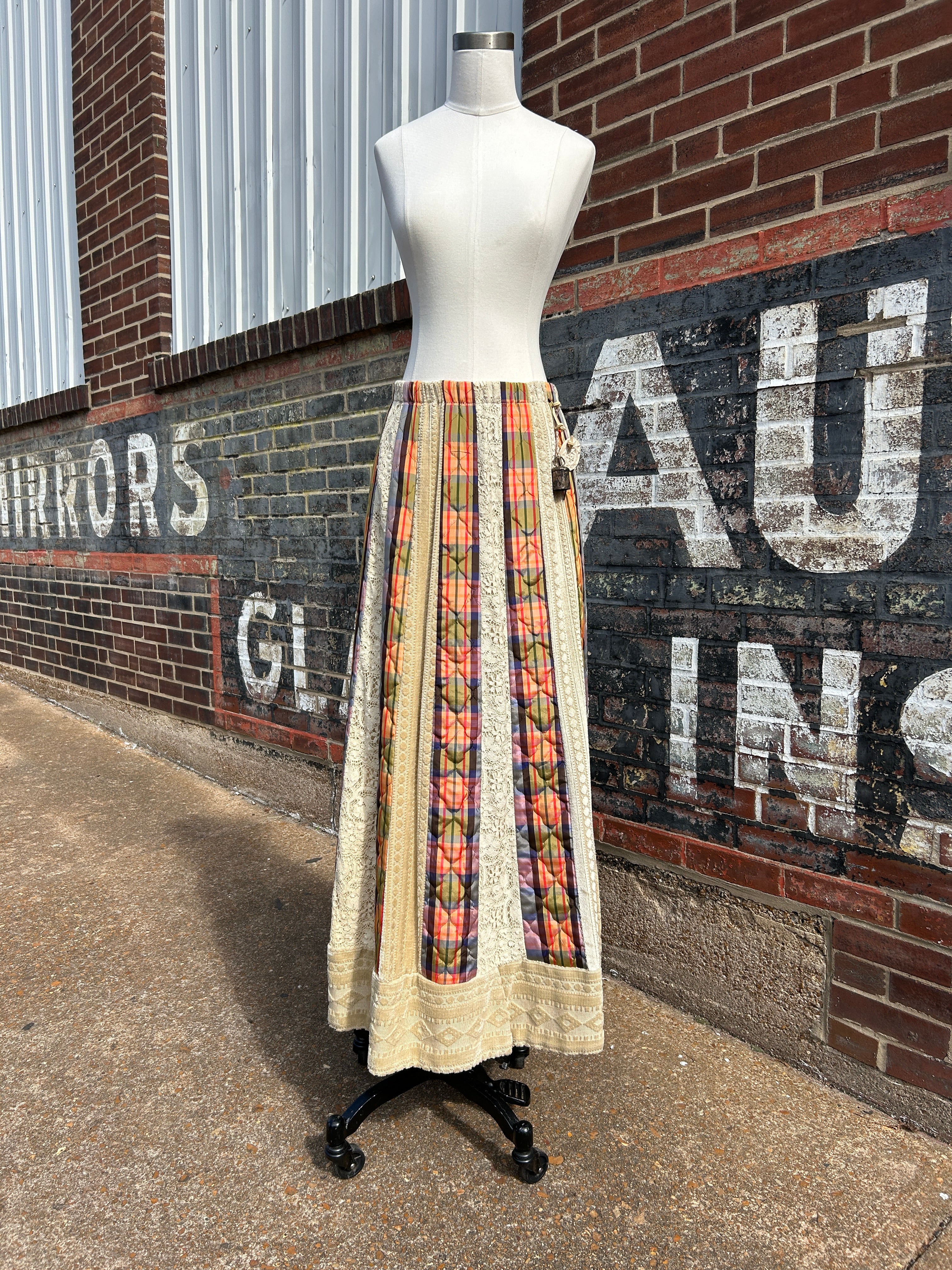 70’s Chessa Davis Patchwork Maxi Skirt w/Belt