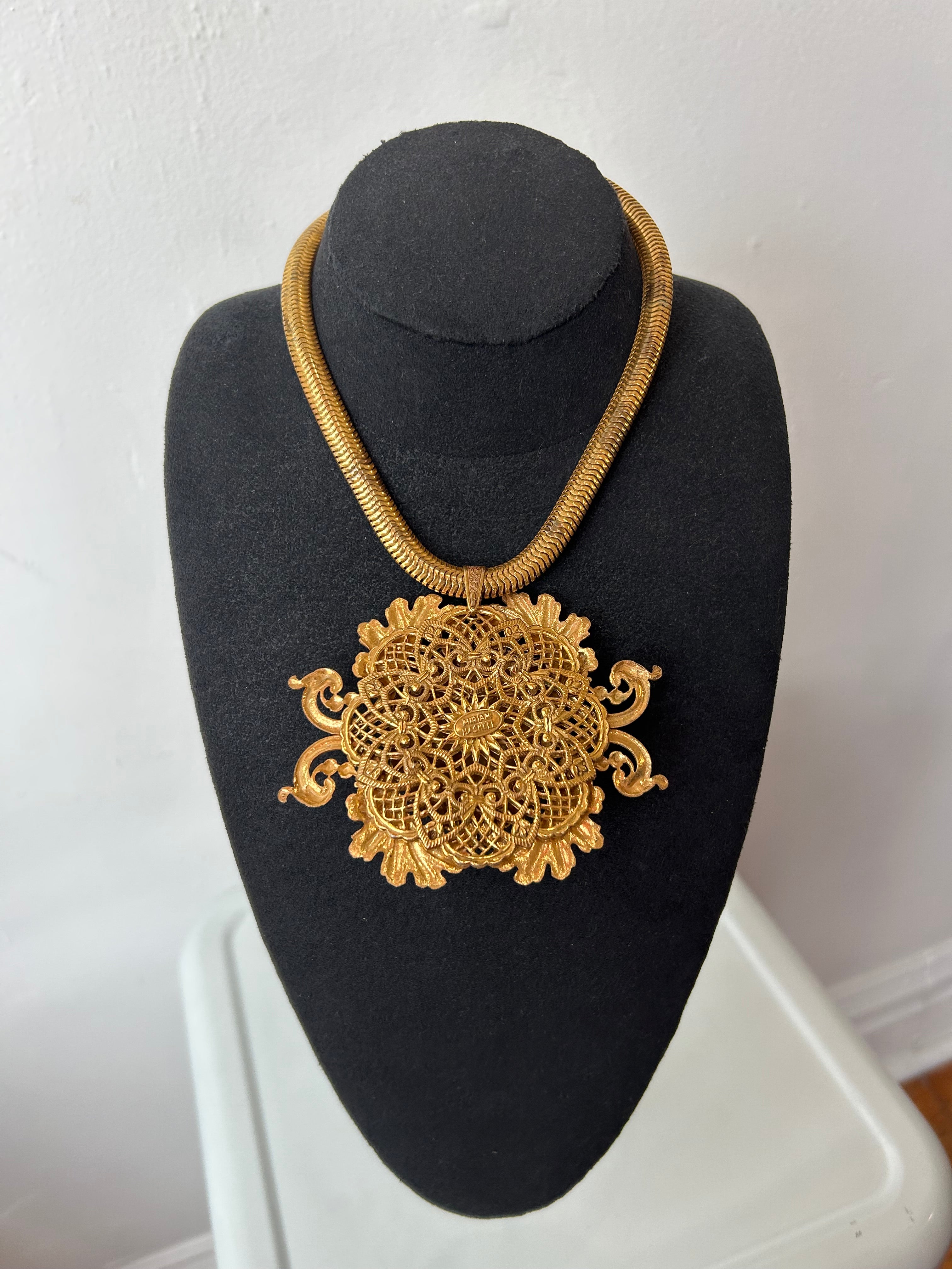 Miriam Haskell Large Lion Pendant Necklace