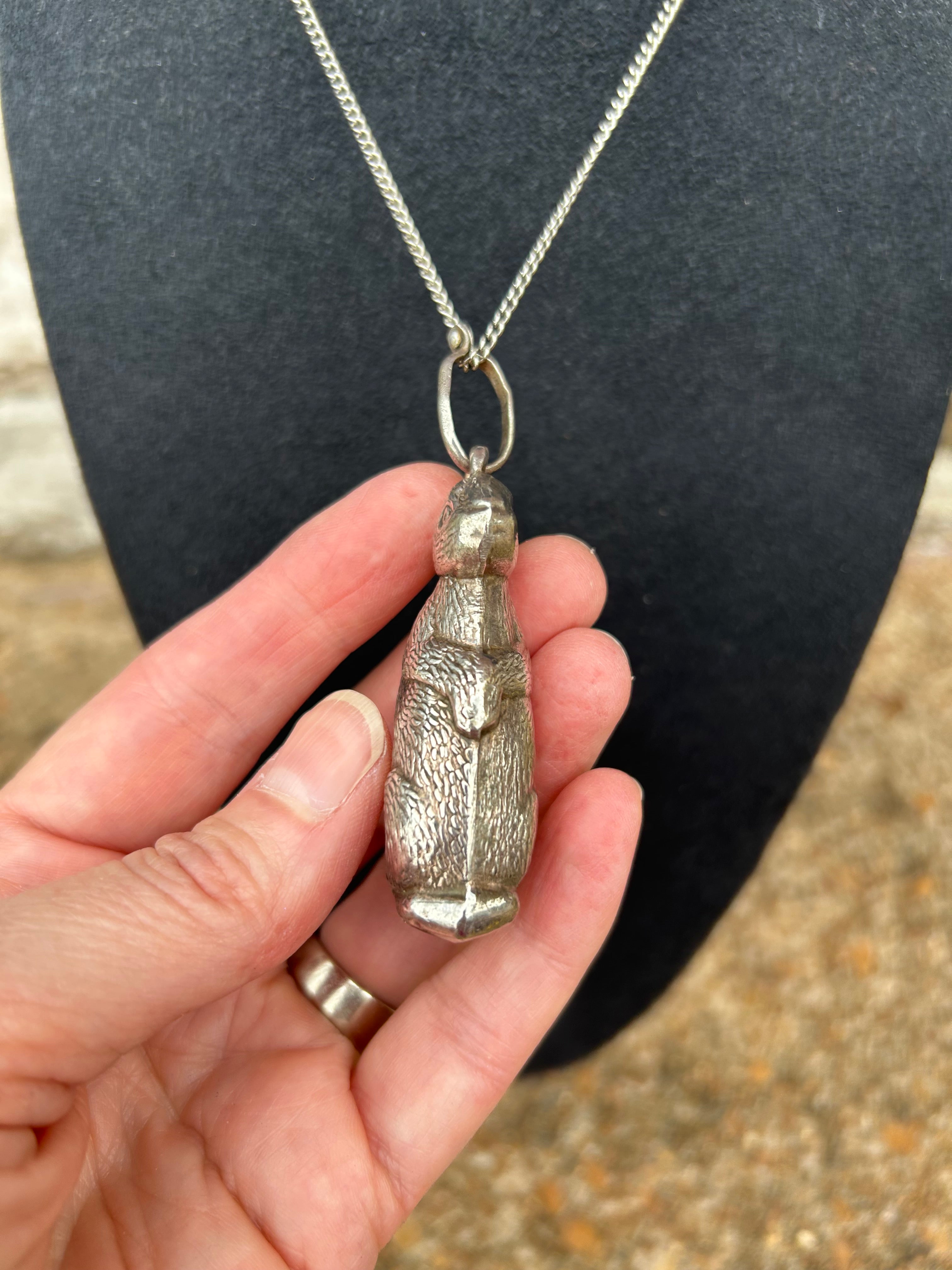 Early 1900’s Silver Bunny Rattle on Chain
