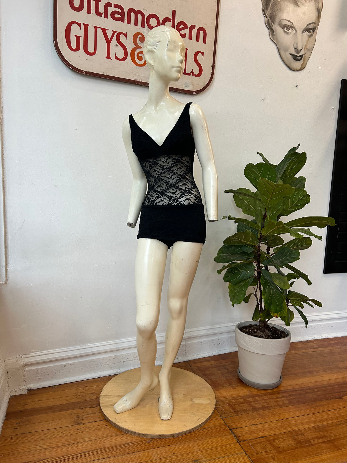 Bombshell Black Lace Rose Marie Reid Swimsuit