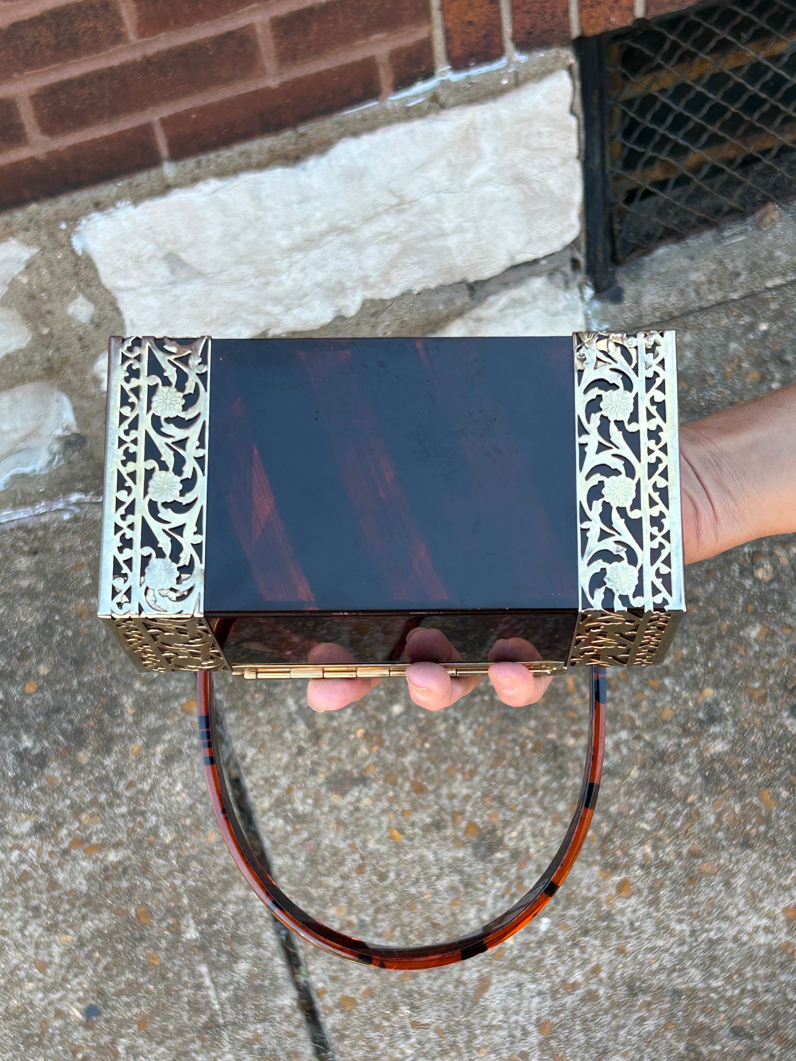 Tortoise Striped Lucite Bag