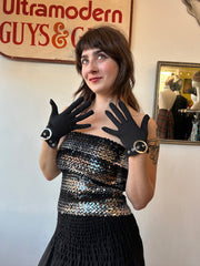 Black Gloves w/Silver Buckle