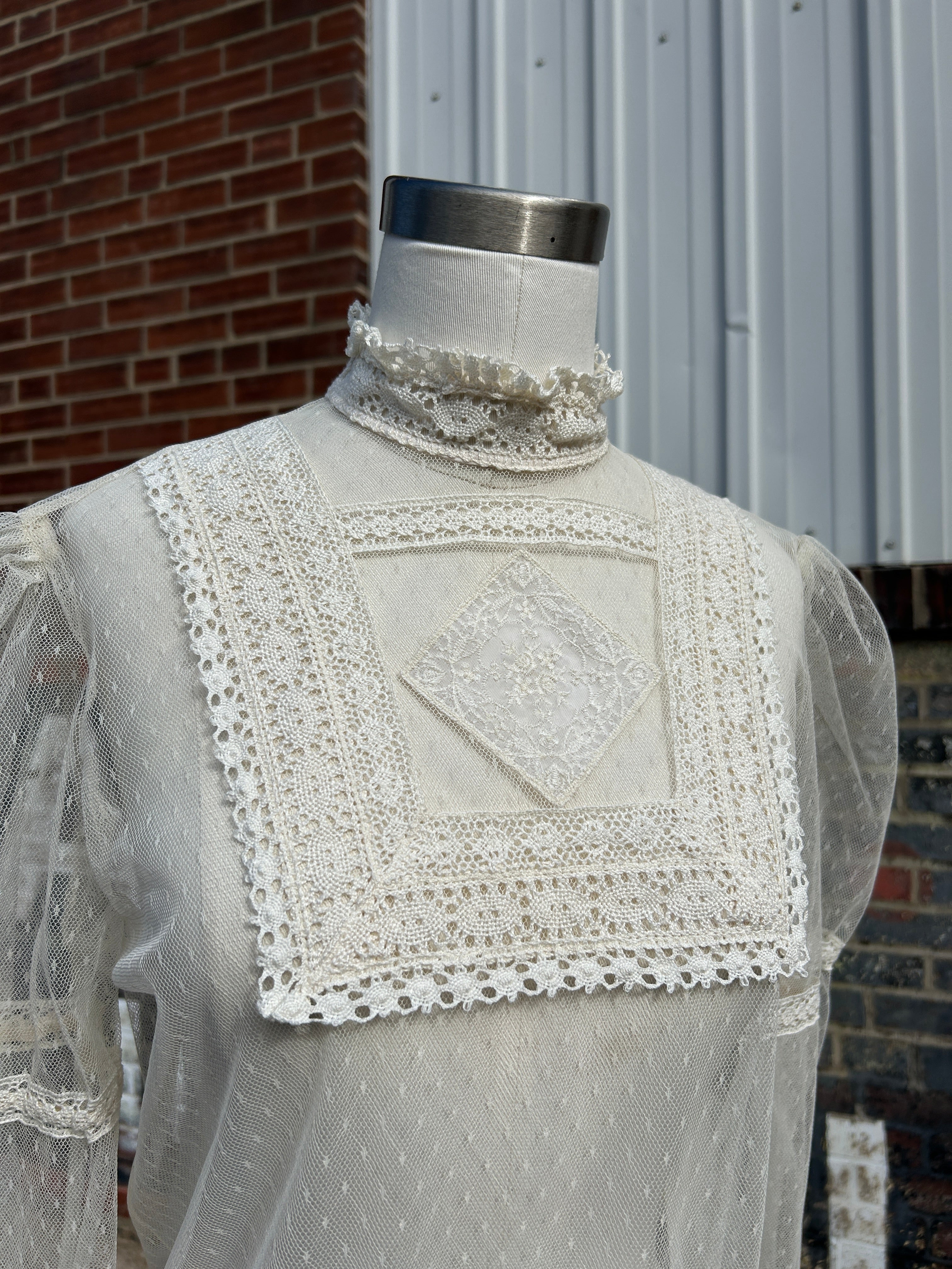 Romantic Sheer Mesh & Lace Blouse