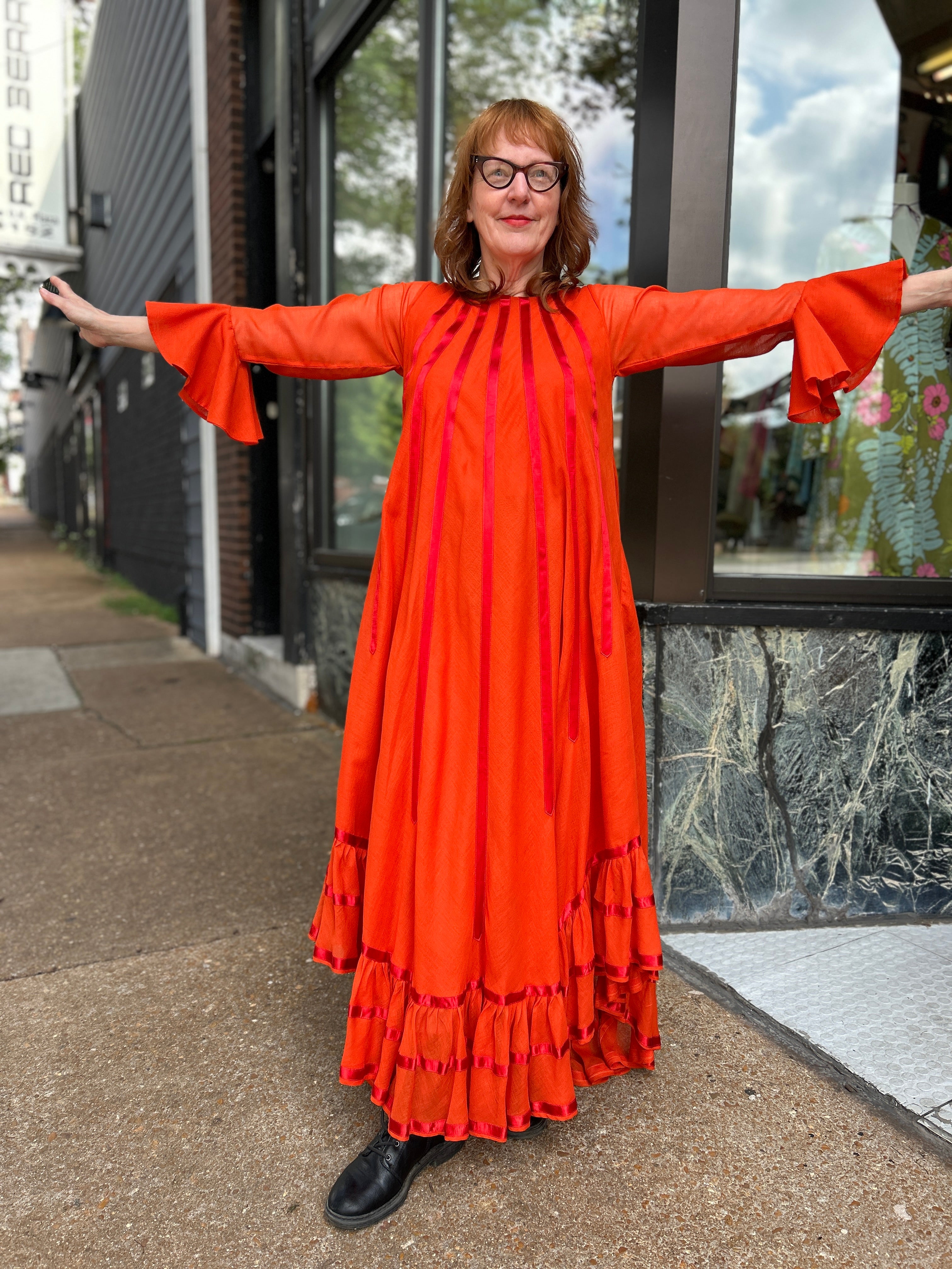 Orange Flounce Dress