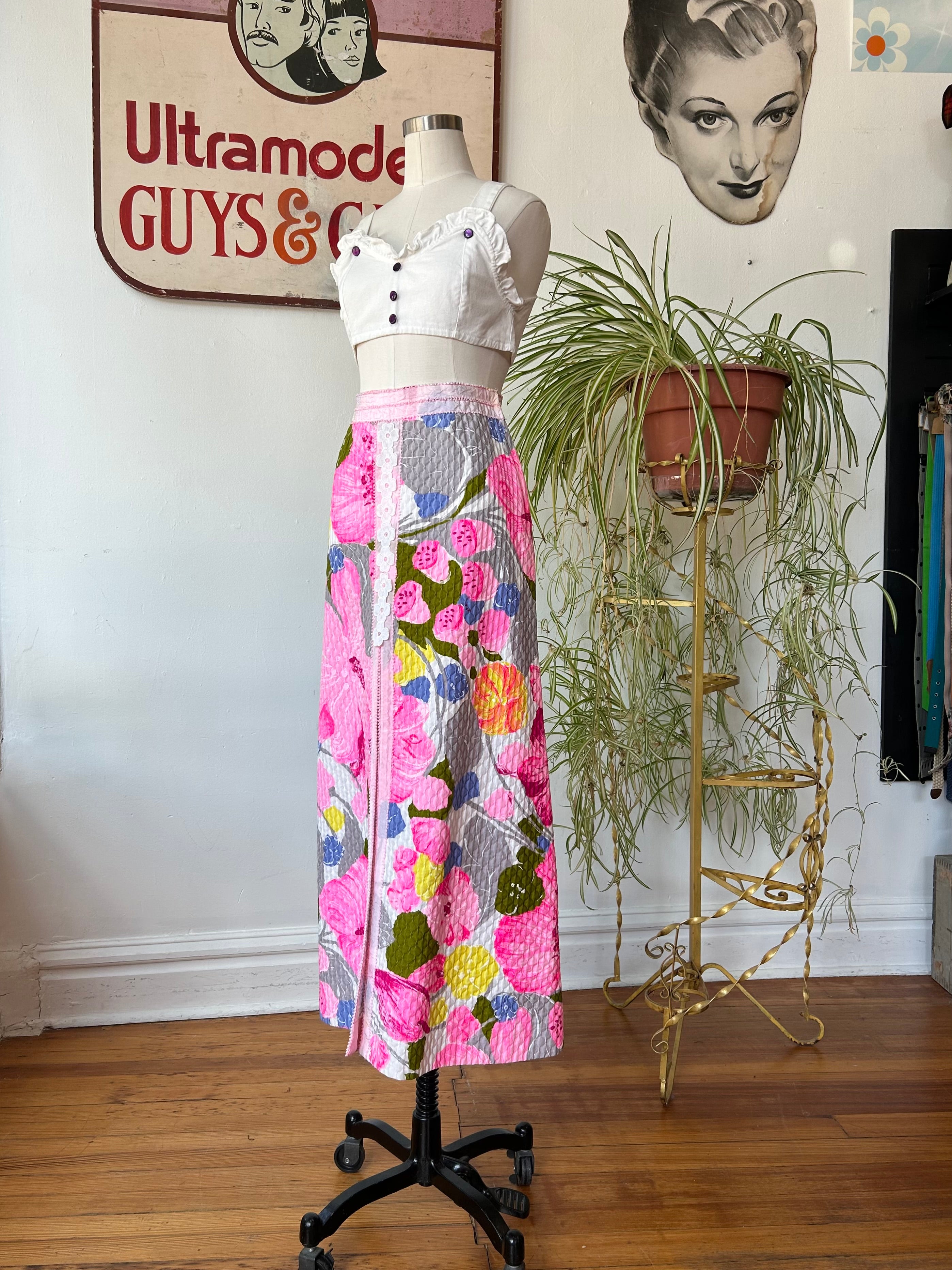 60’s Vibrant Pink Quilted Maxi
