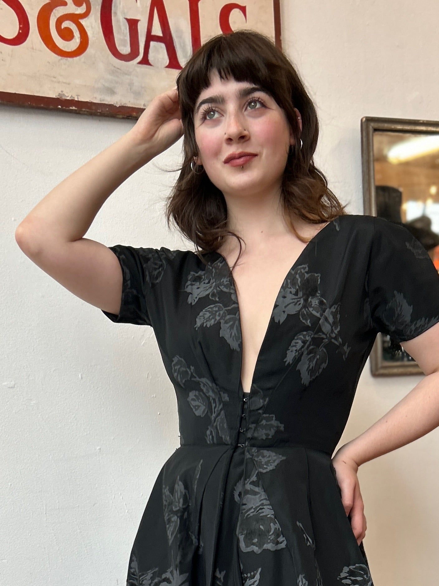 1950’s Estevez Black Dress w/Roses