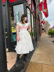 Pink Floral Chiffon Skirt Dress